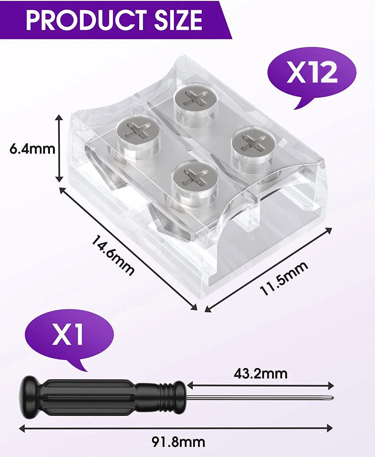 10mm 2 Pin Solderless Transparent Terminal Block LED Light Strip Connectors: Single Color (12 Pack)