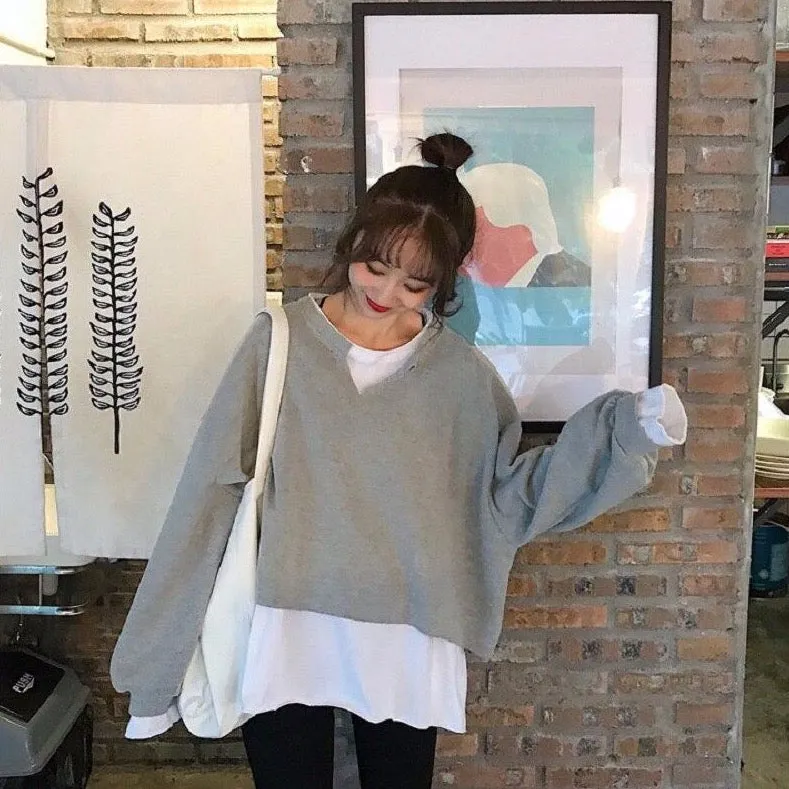 2-in-1 Knit V-Neck Sweater