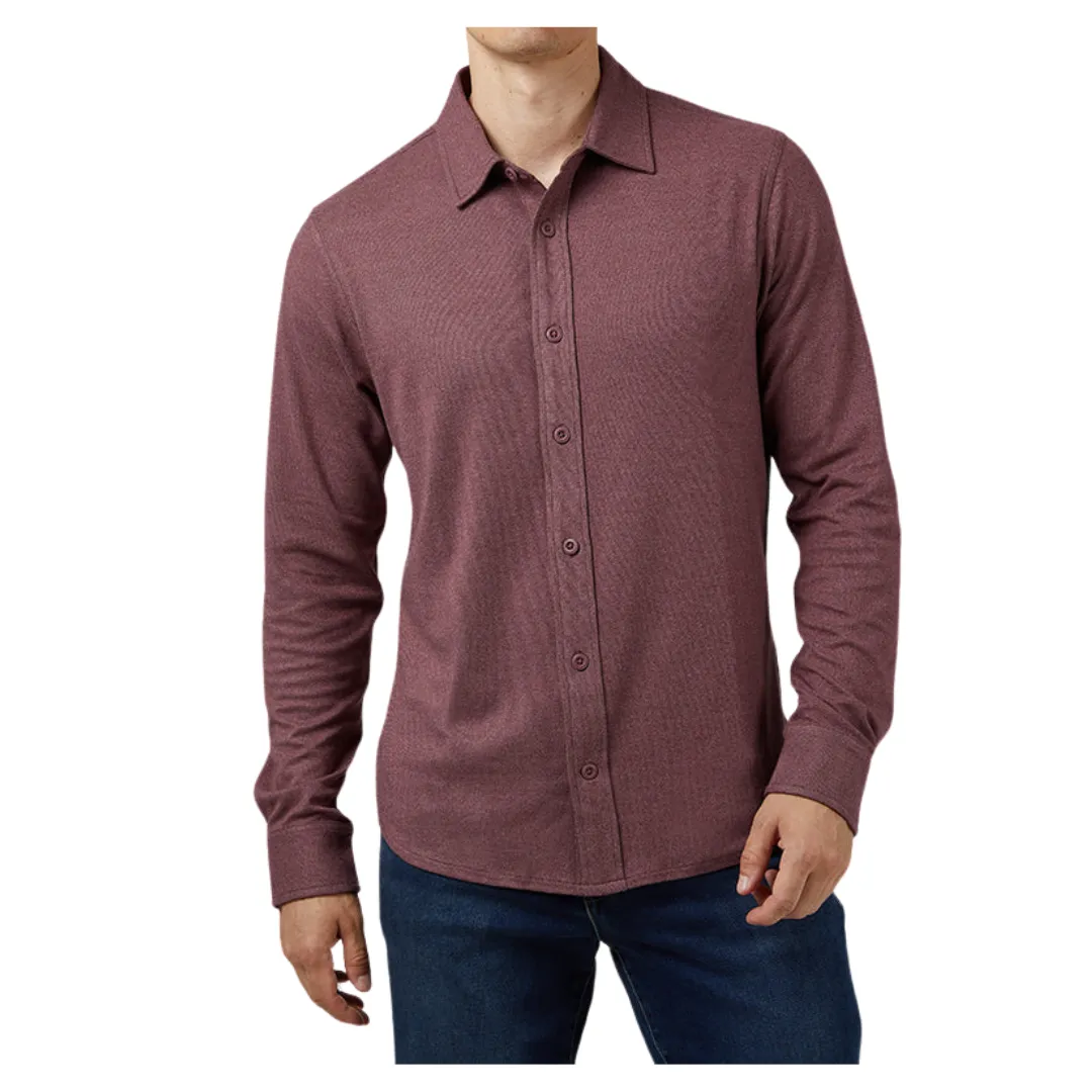 32 Degrees Men's Soft Stretch Knit Long Sleeve Button-up Shirts