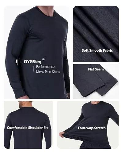 6 Pack Men's Quick Dry Long Sleeve Shirts Moisture Wicking Sun Protection UV UPF SPF Performance T-Shirt for Casual Workout S