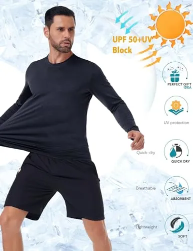 6 Pack Men's Quick Dry Long Sleeve Shirts Moisture Wicking Sun Protection UV UPF SPF Performance T-Shirt for Casual Workout S