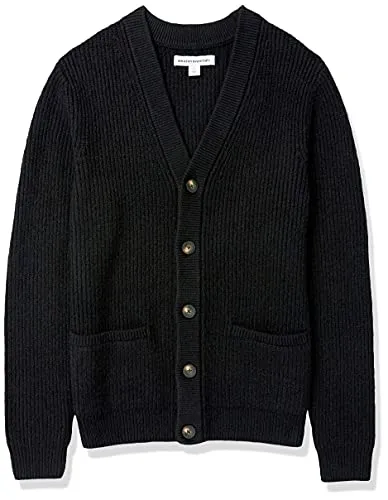 Amazon Essentials Men's Long-Sleeve Soft Touch Cardigan Sweater, Black, X-Small