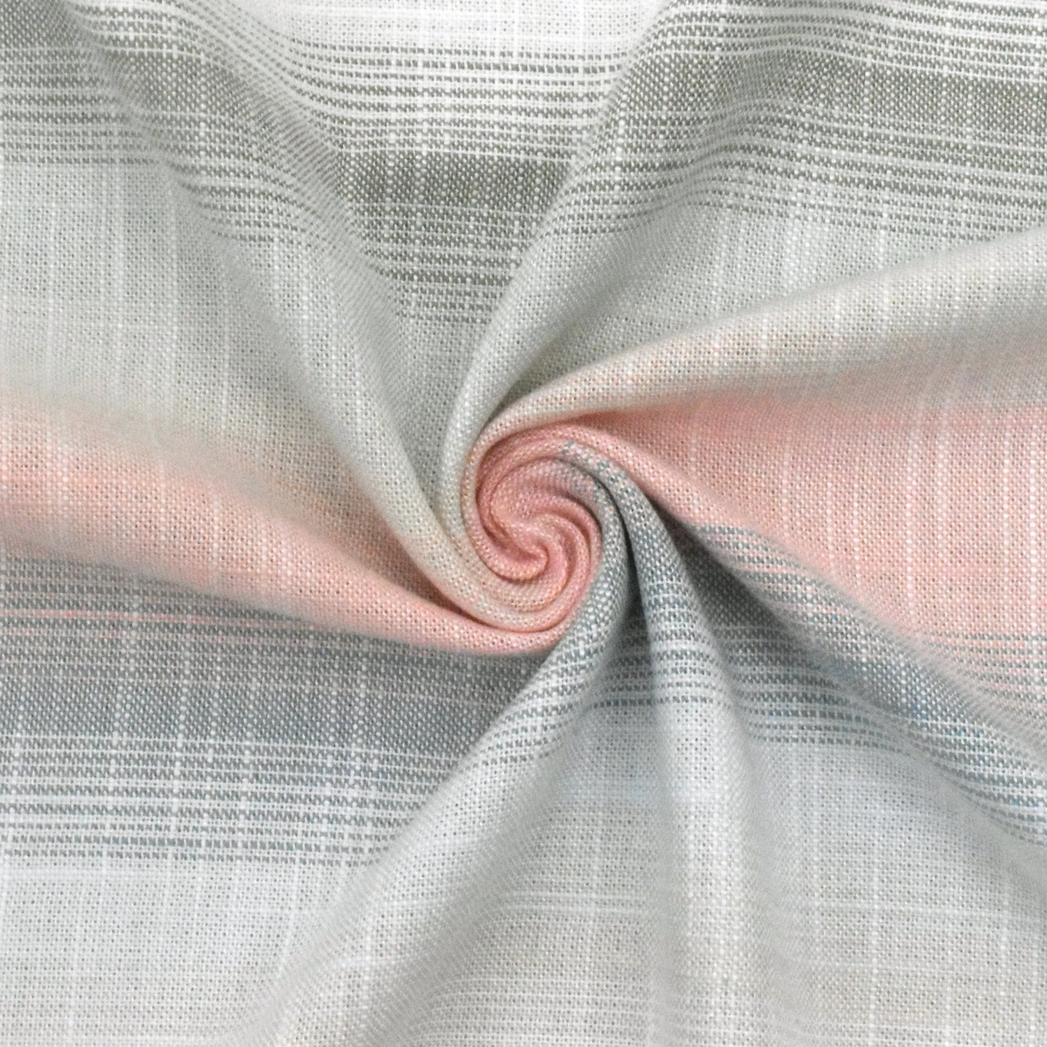 Angel Pink-Beige-Multi Cotton Striped Cross-Hatch Slub Woven Fabric