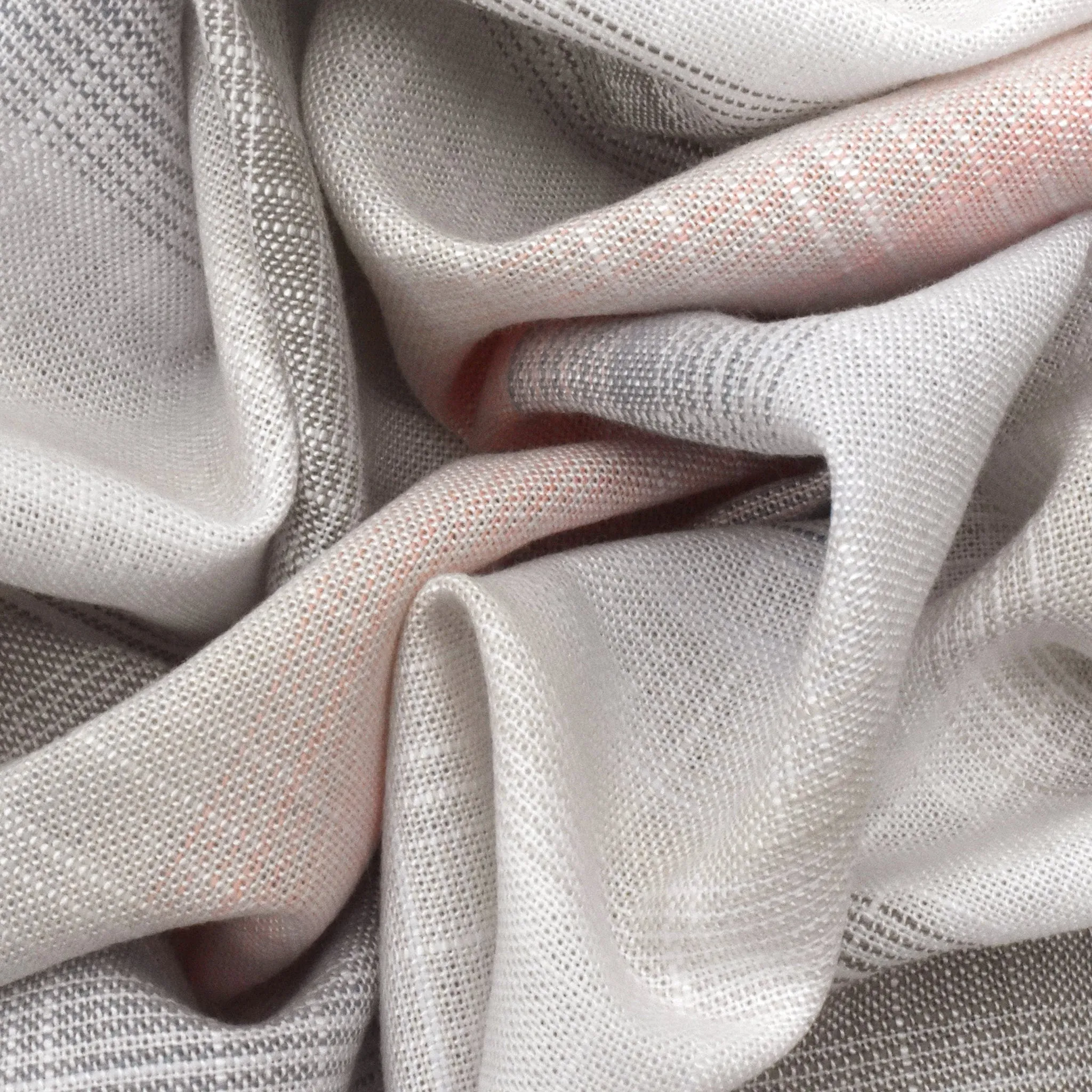 Angel Pink-Beige-Multi Cotton Striped Cross-Hatch Slub Woven Fabric