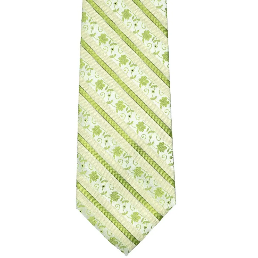 Apple Green Anna Floral Stripe Extra Long Necktie