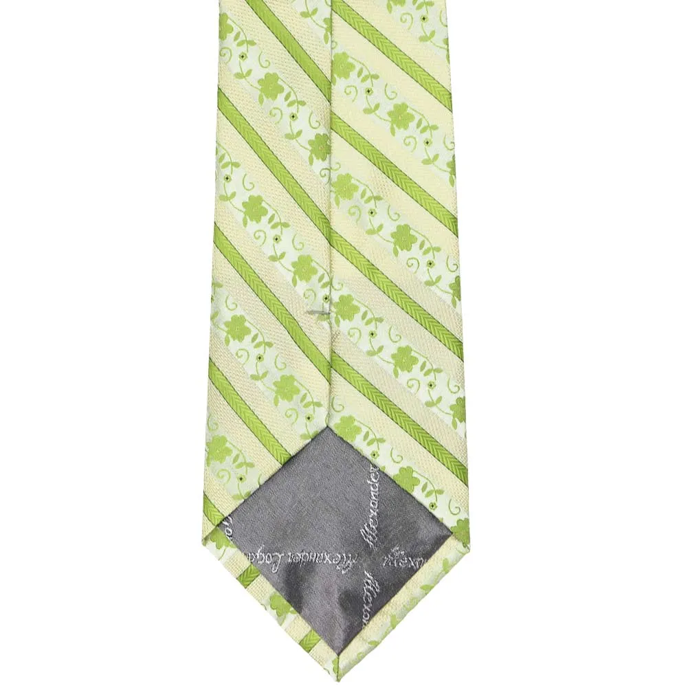 Apple Green Anna Floral Stripe Extra Long Necktie