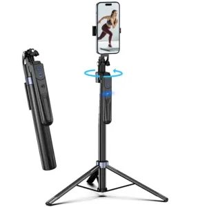 Auto Face Tracking Tripod 360 Rotation with Stand,Android and iPhone Tripod Holder with Remote and Gesture Control, No App,Built-in Tracking Camera Selfie Stick Tripod for Vlog Video Recording Tiktok