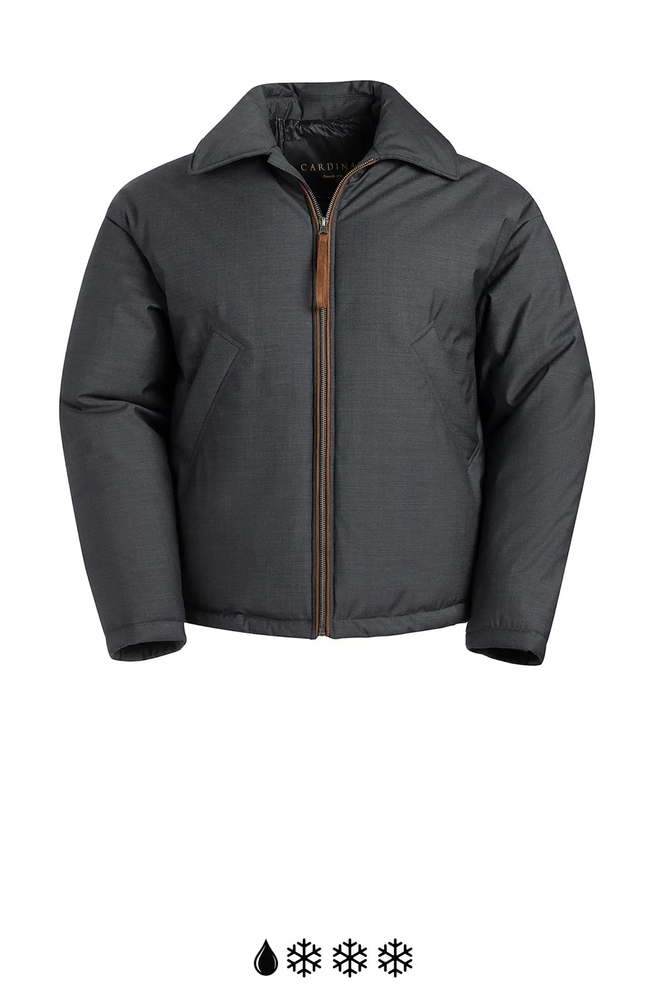 BARTON CHARCOAL WOOL SHORT BOMBER WITH PRIMALOFT LINING