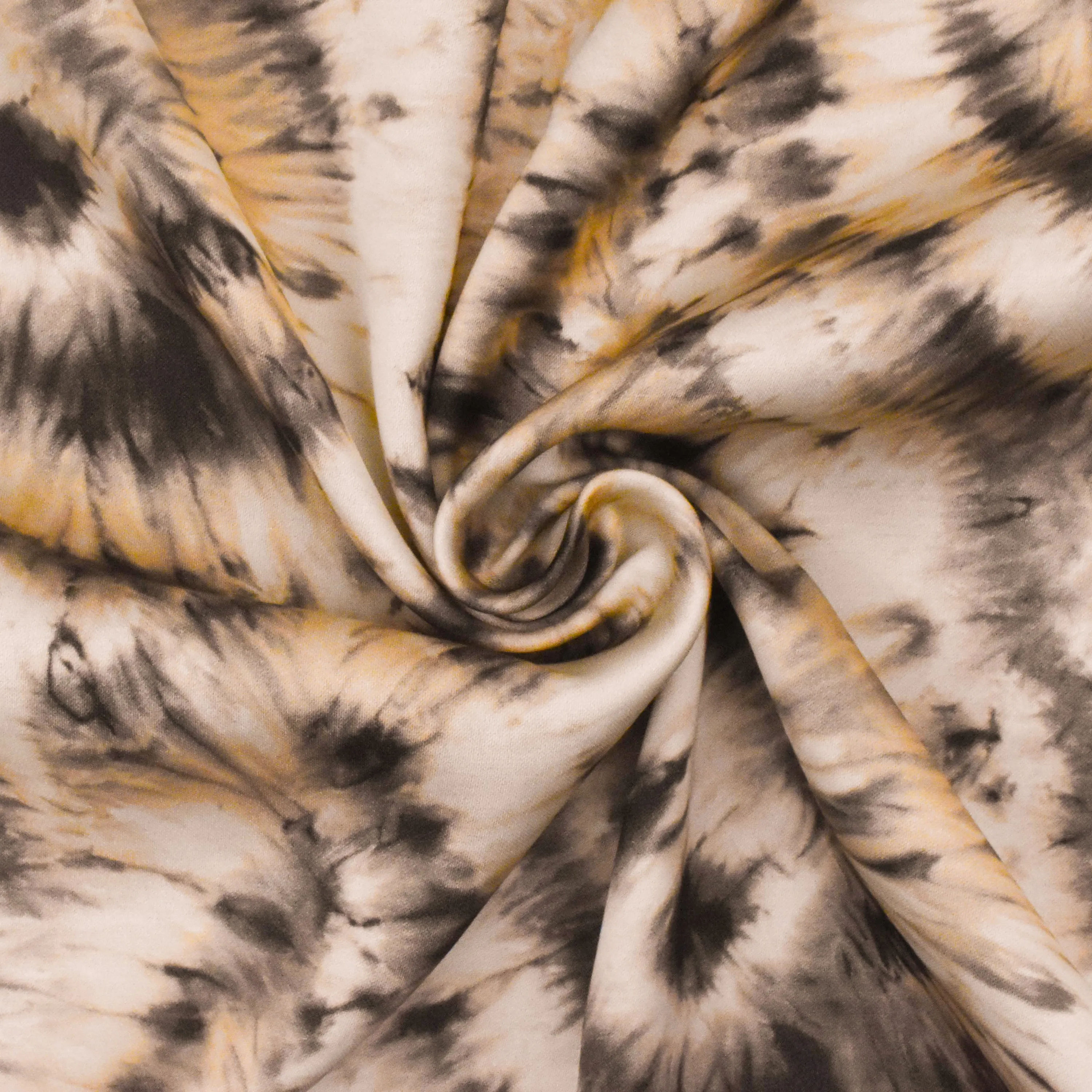 Beige-Brown-Multi Famous Designer Tie Dye Print Viscose Twill Woven Fabric