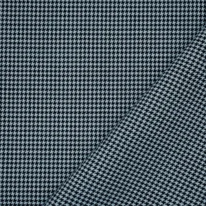 Black-Light Blue Wool-Polyester Houndstooth Woven Suiting Fabric