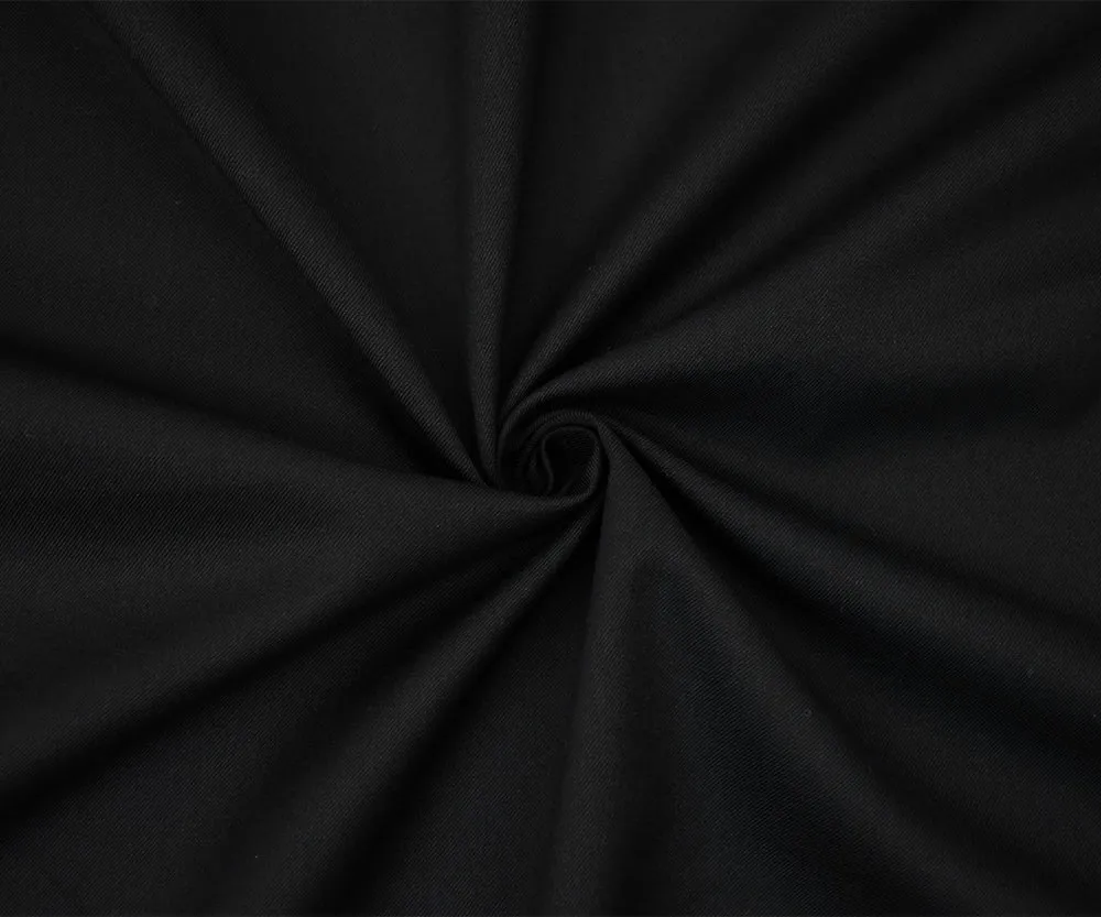 Black Poly-Wool Twill Shirting Woven Fabric