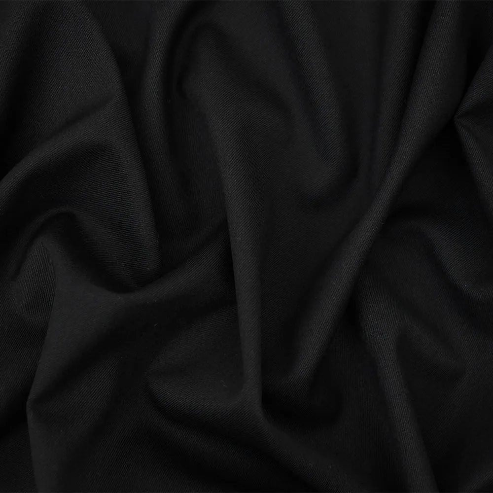 Black Poly-Wool Twill Shirting Woven Fabric