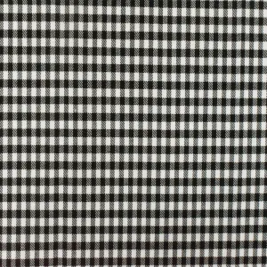 Black-White Gingham Poly-Cotton Twill Woven Fabric