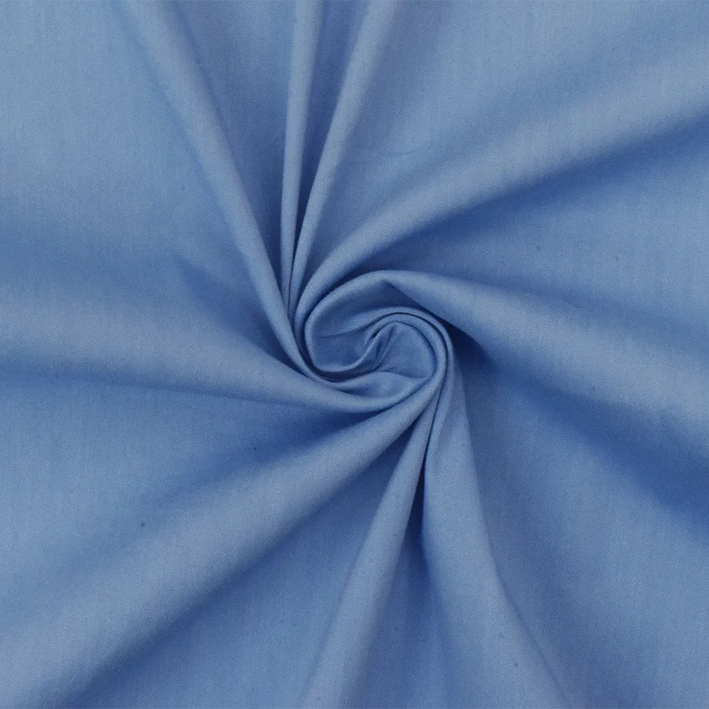 Blue Solid Stretch Poly Broadcloth Woven Fabric