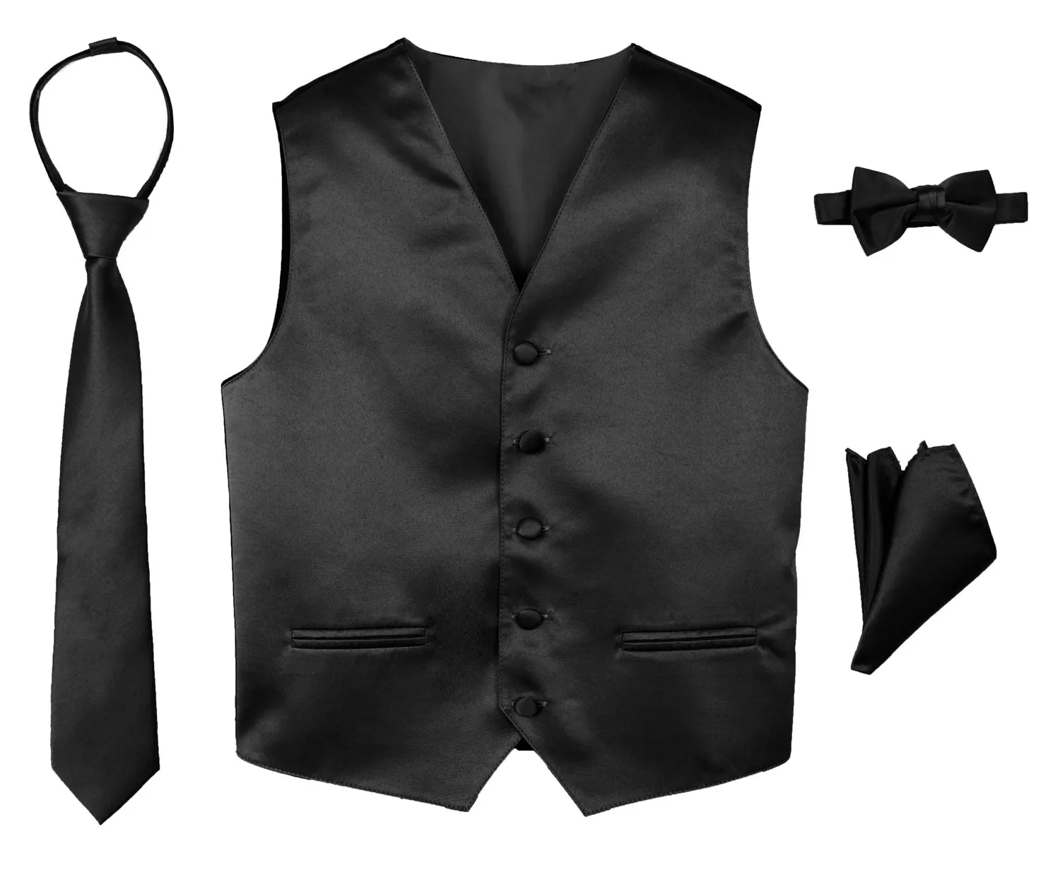 Boys' 4-Piece Satin Tuxedo Vest Set