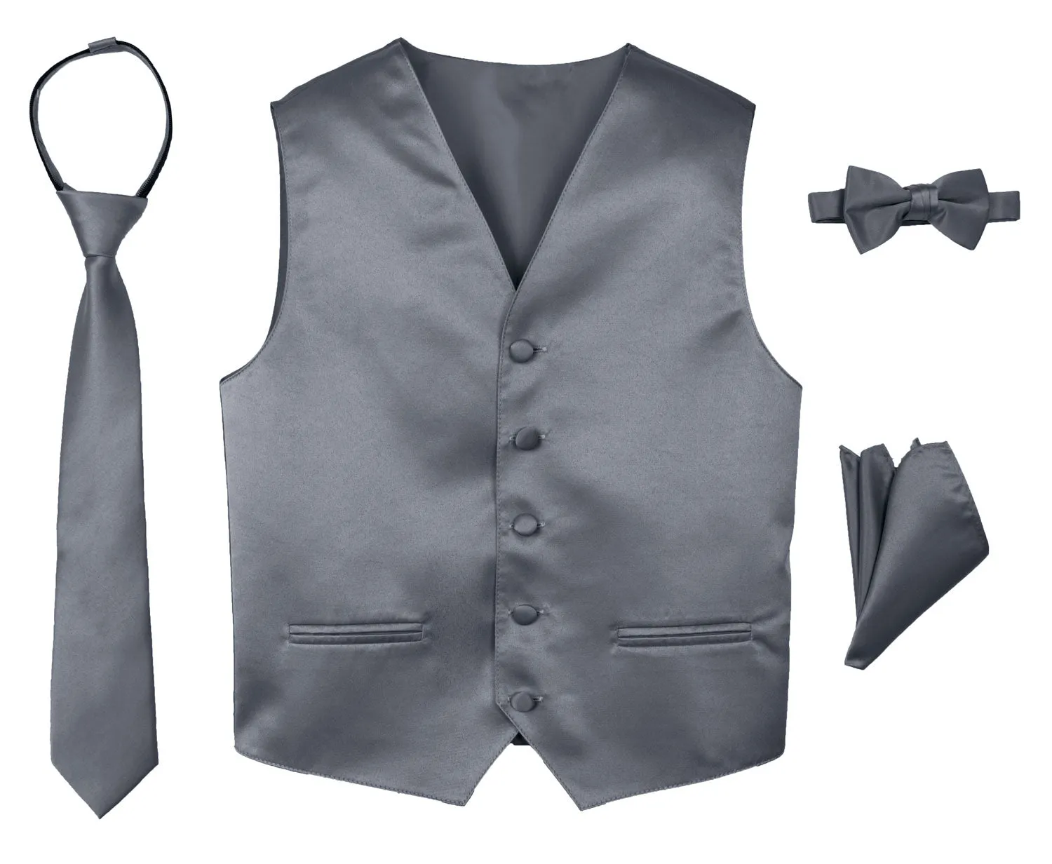 Boys' 4-Piece Satin Tuxedo Vest Set