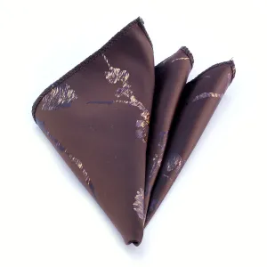 Brown White Mens Pocket Square - Premium Silk Handkerchiefs for Suits