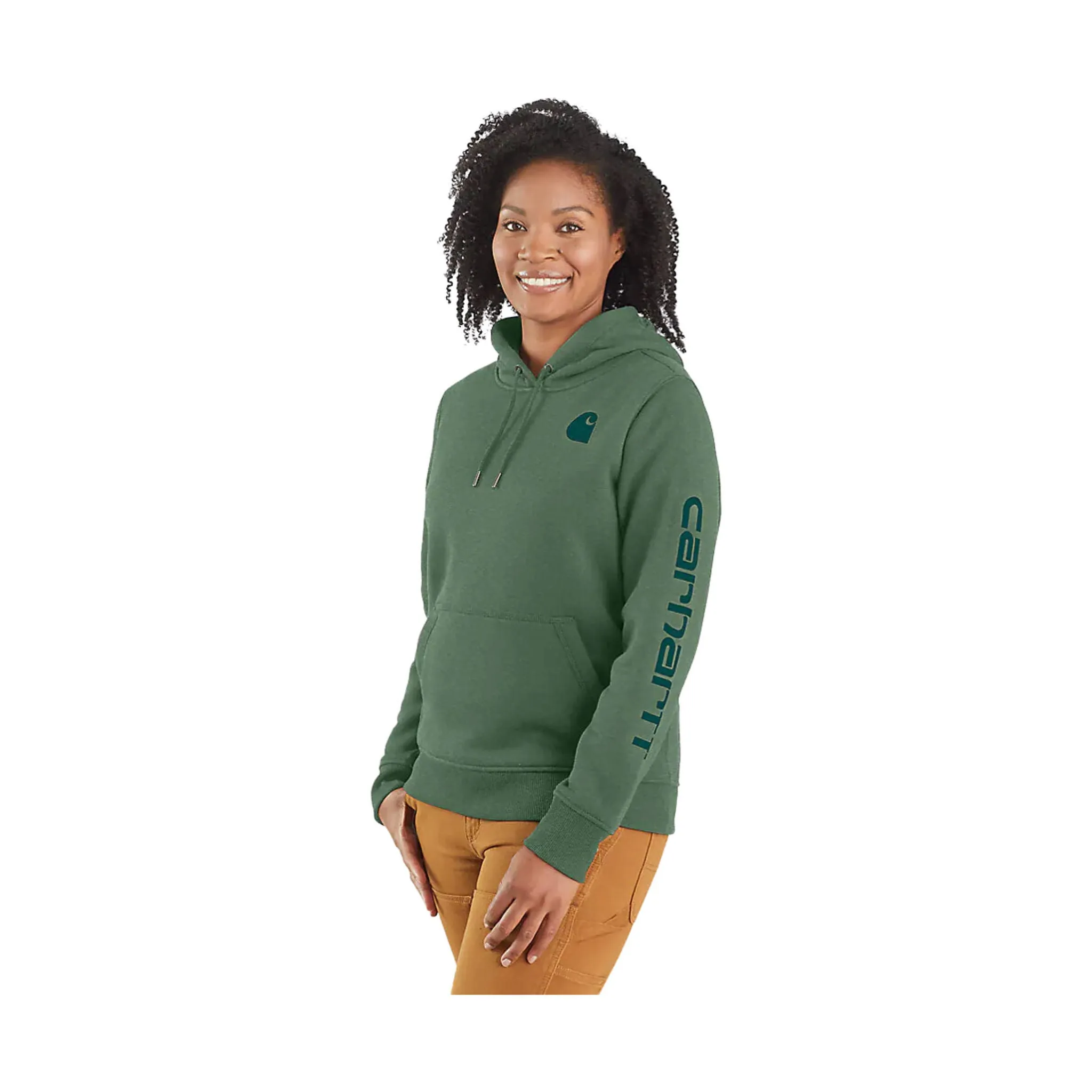 Carhartt Women's Relaxed Fit Midweight Logo Sleeve Graphic Sweatshirt - Frosted Balsam