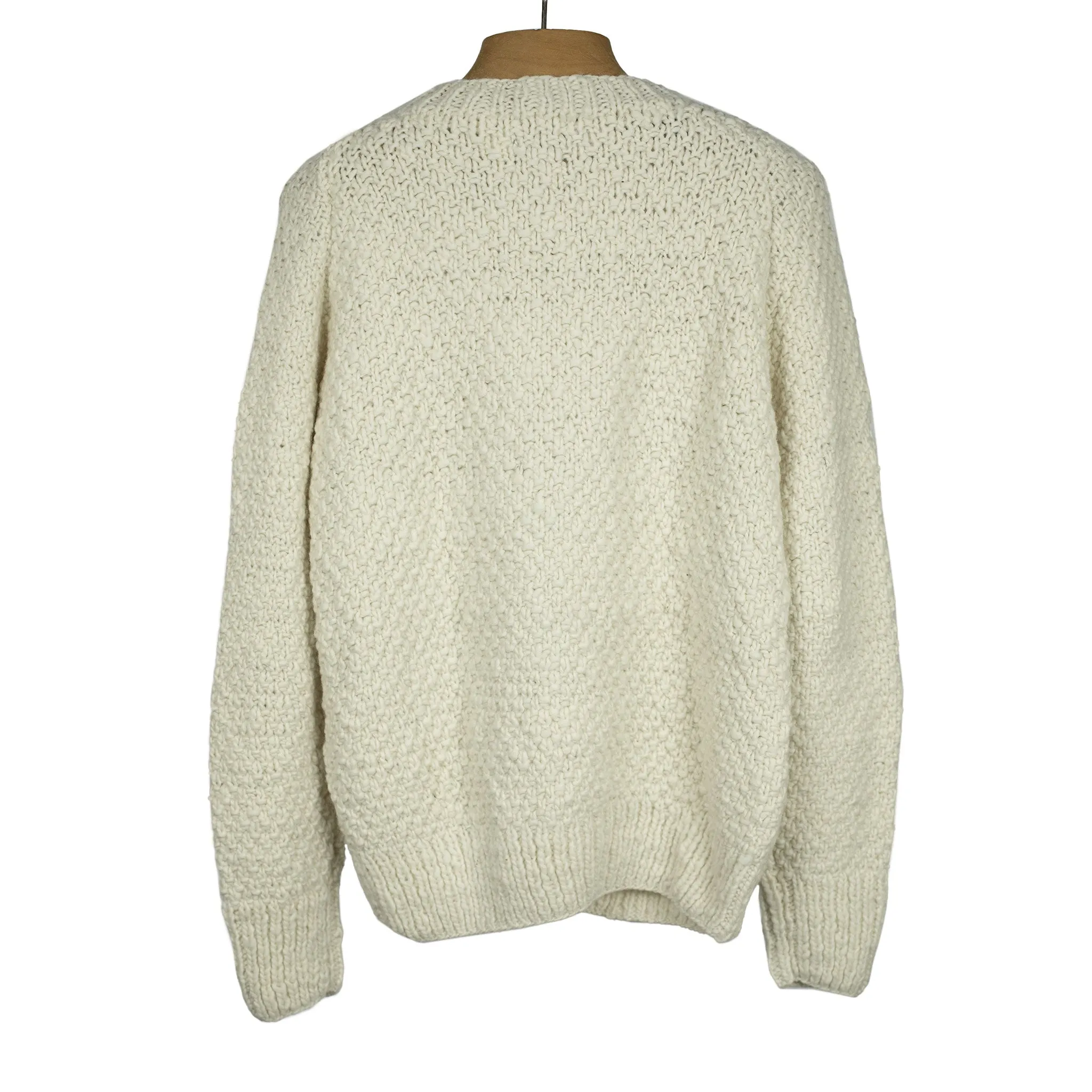 Chamula handknit "double rice grain"pullover in ivory merino wool (restock)