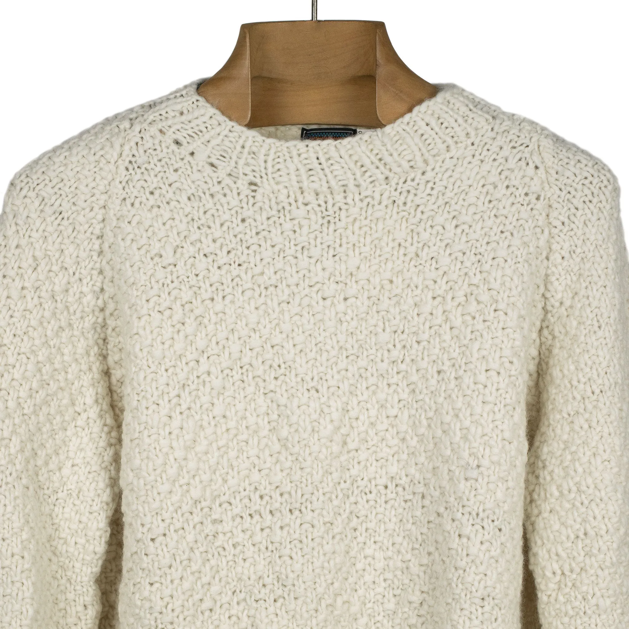 Chamula handknit "double rice grain"pullover in ivory merino wool (restock)