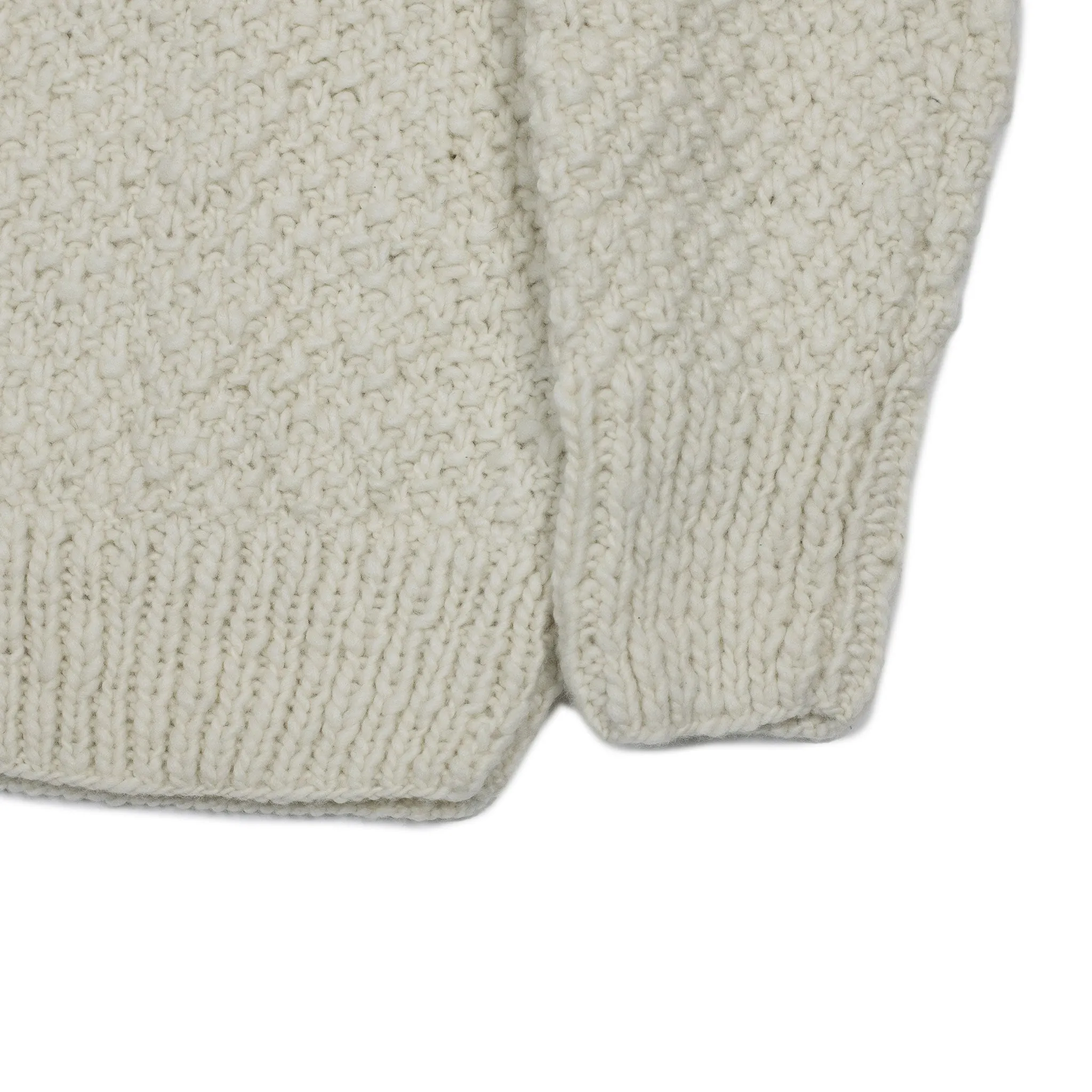 Chamula handknit "double rice grain"pullover in ivory merino wool (restock)