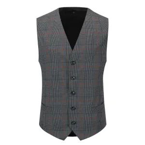 Checked Vests Stripes Business Slim Fit Cotton Black