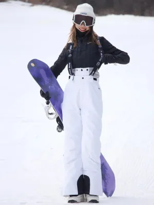 Chic One-piece Snow Bibs Pants Female Insulated Snow Suits