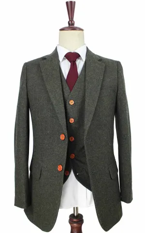 CLASSIC GREEN BARLEYCORN TWEED 2 PIECE SUIT