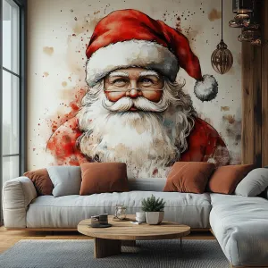 Classic Santa Claus Wall Mural | Traditional Christmas Decor | Warm Holiday Wall Art | Santa Portrait Sticker | Festive Home Decoration