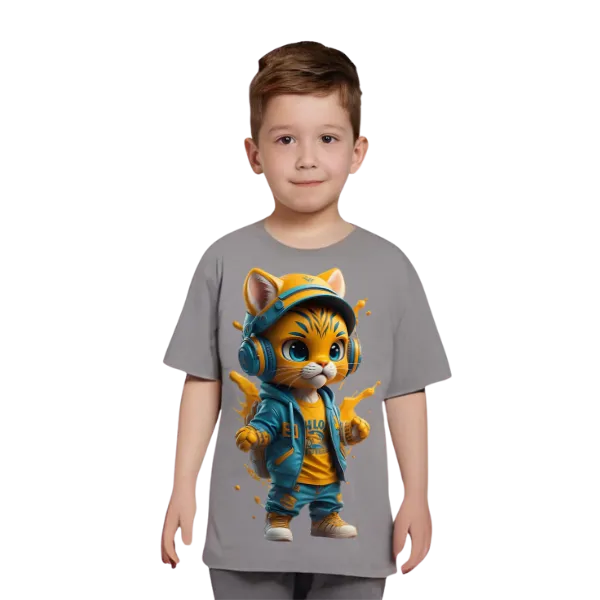 Cool Cat Printed T Shirt For Kids