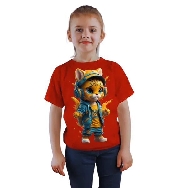 Cool Cat Printed T Shirt For Kids