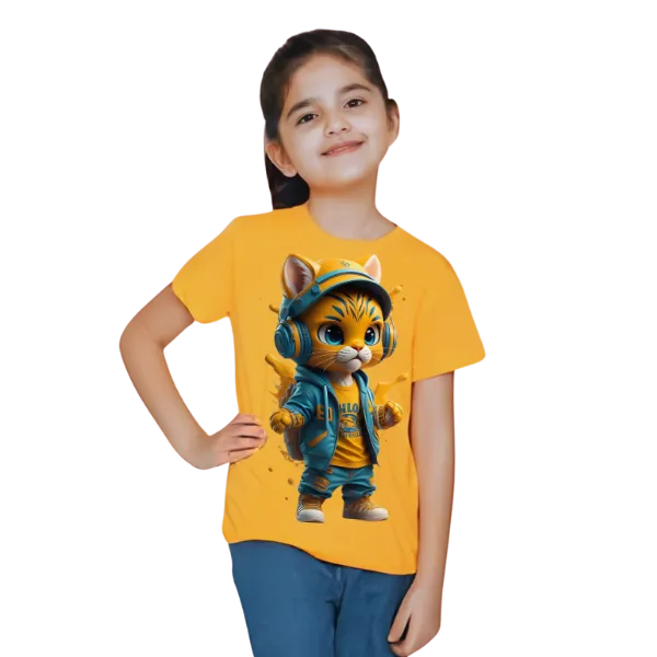 Cool Cat Printed T Shirt For Kids