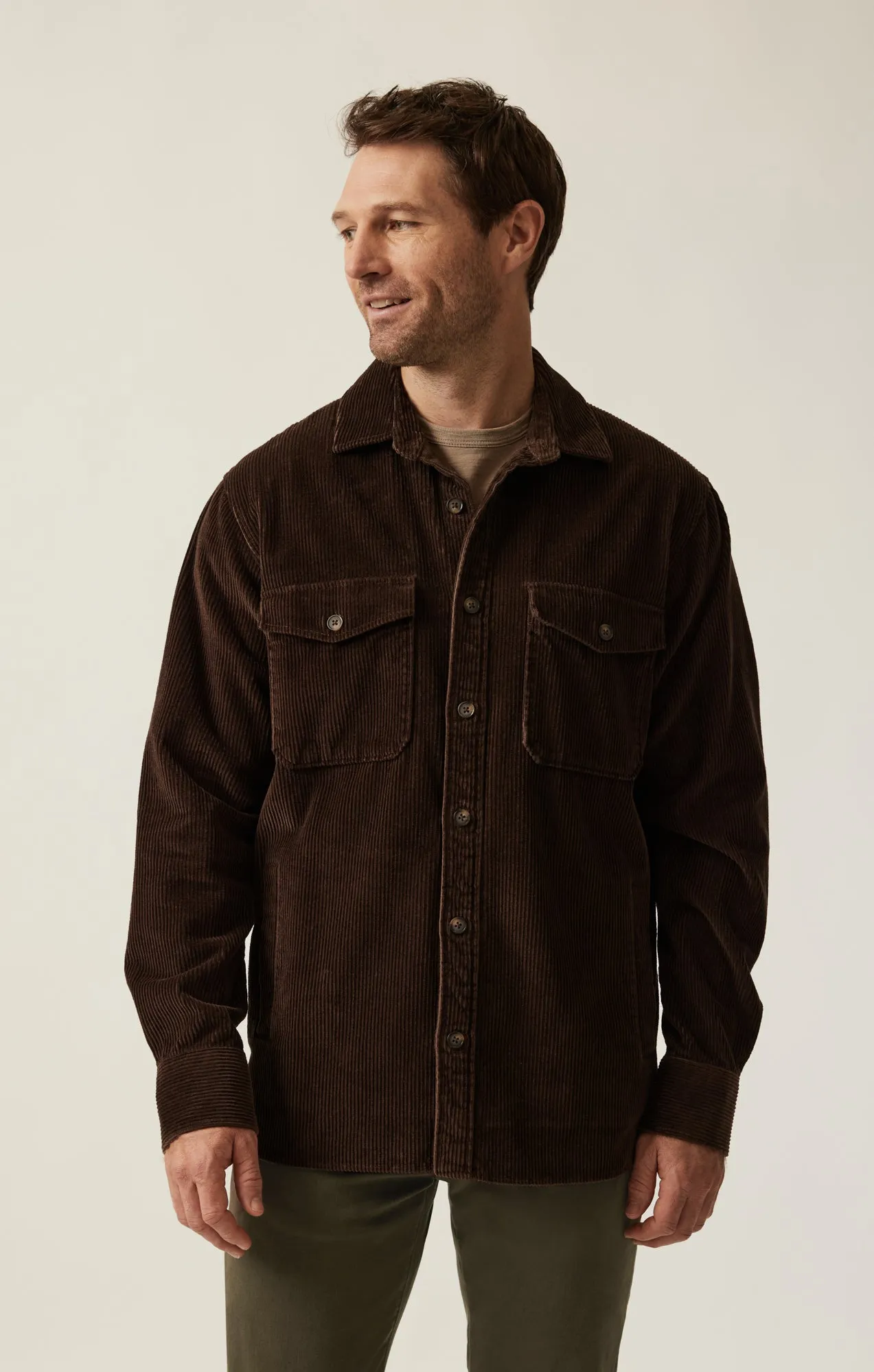 Corduroy Overshirt in Chocolate Brown