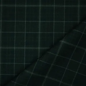 Deep Blue-Gray Wool Polyester Plaid Woven Shirting Fabric