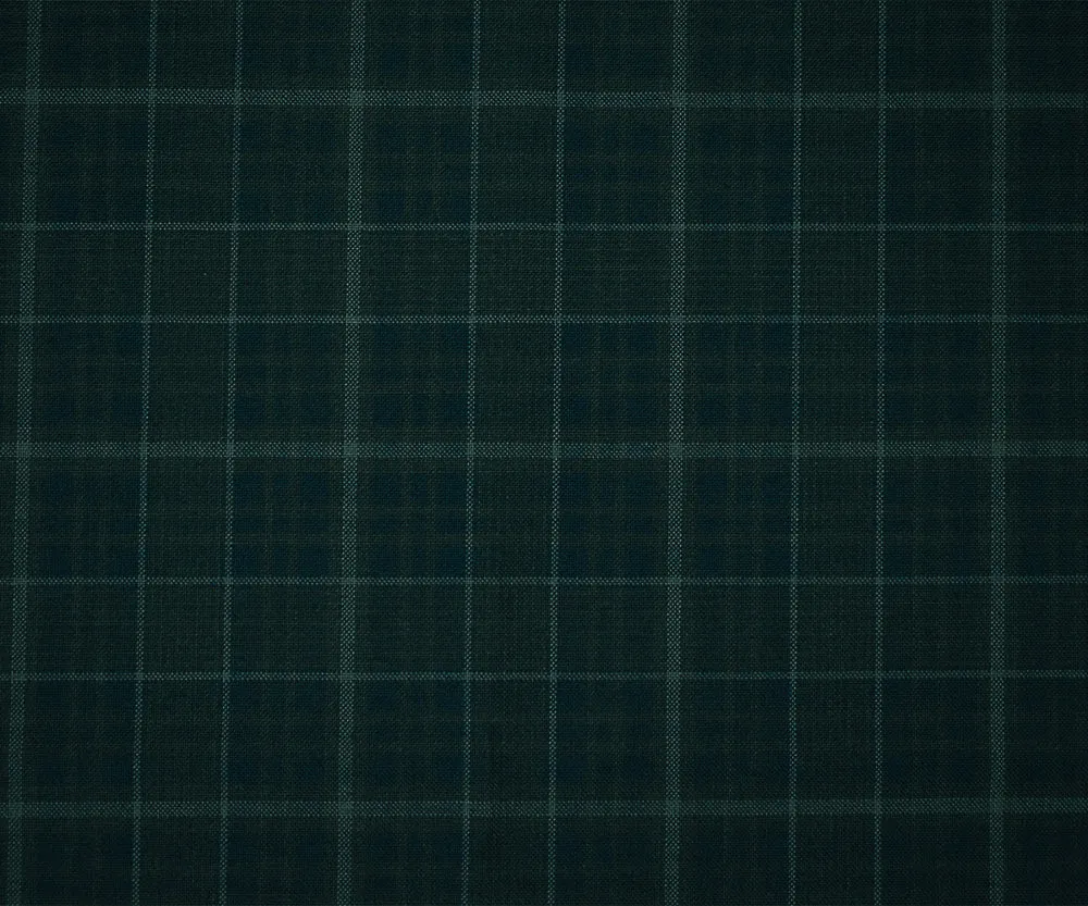 Deep Blue-Gray Wool Polyester Plaid Woven Shirting Fabric