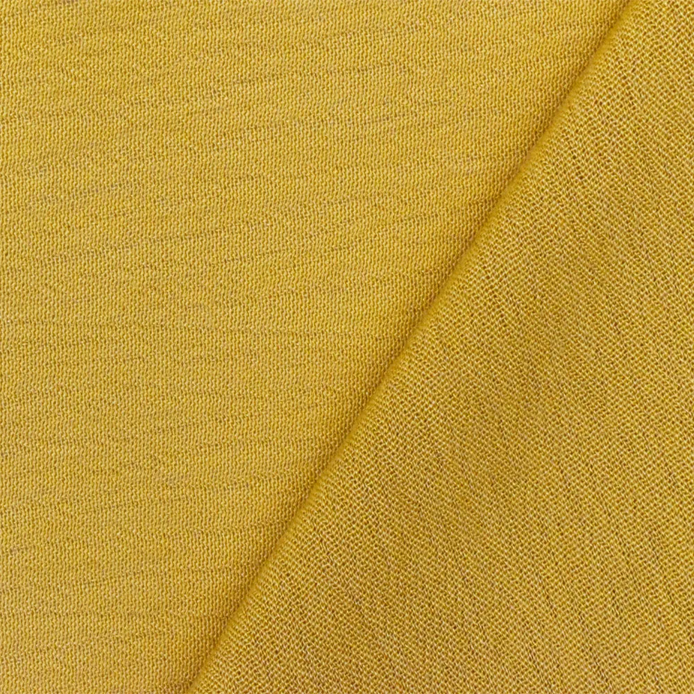 Earth Yellow Famous Designer Crepe Rayon Gauze Woven Fabric