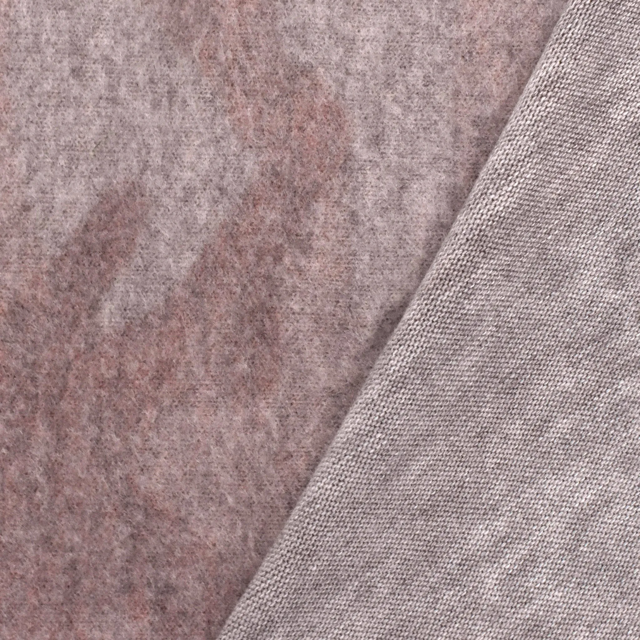 Faded Coral-Gray-Multi Camouflage Printed Brushed Jersey Knit Fabric