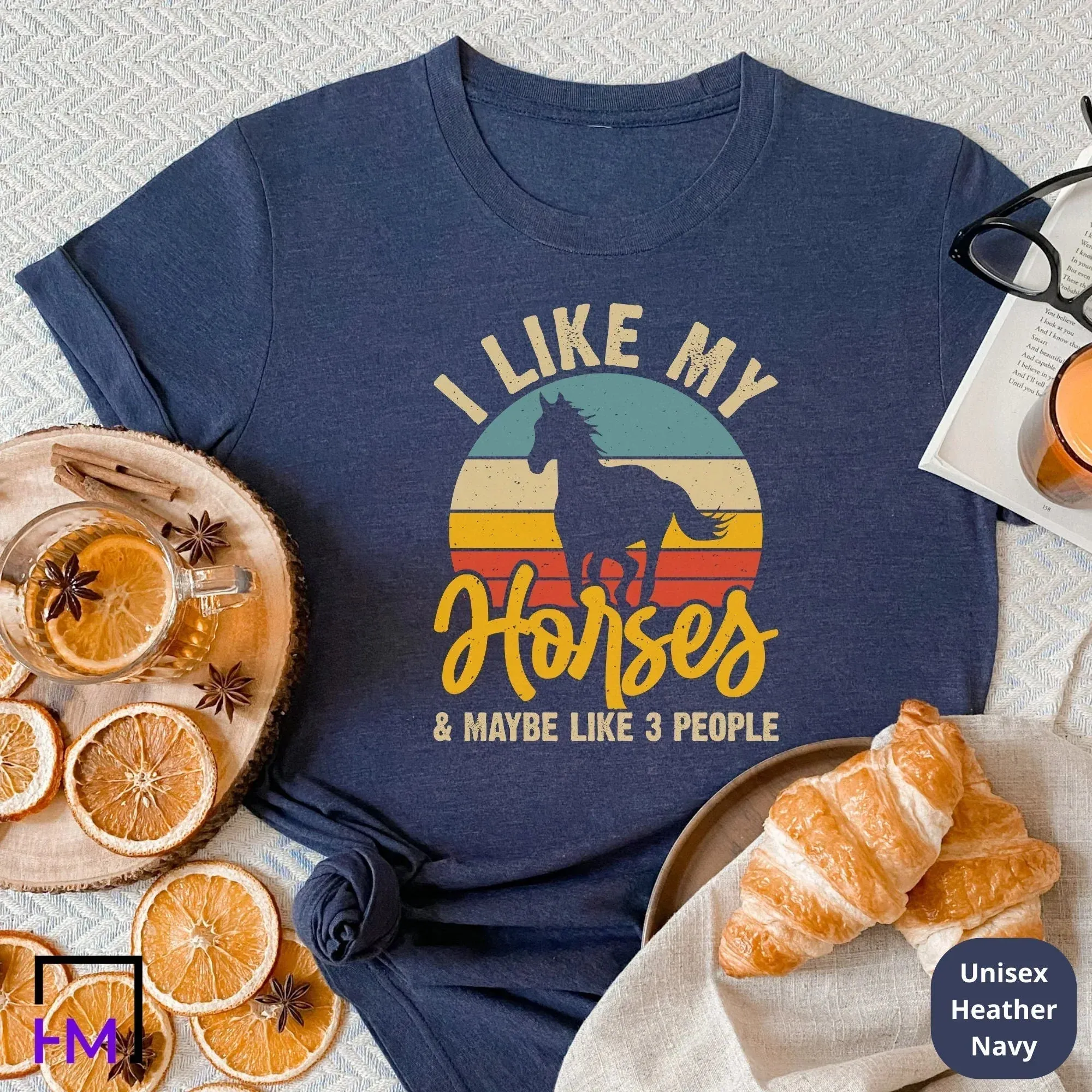 Funny Horse Shirt, Horse Lover Sweater, Gifts for Women, Horse Owner Gifts, Cute Cowboy Gifts, Farmer Girl Riding Shirt, Horses & 3 People