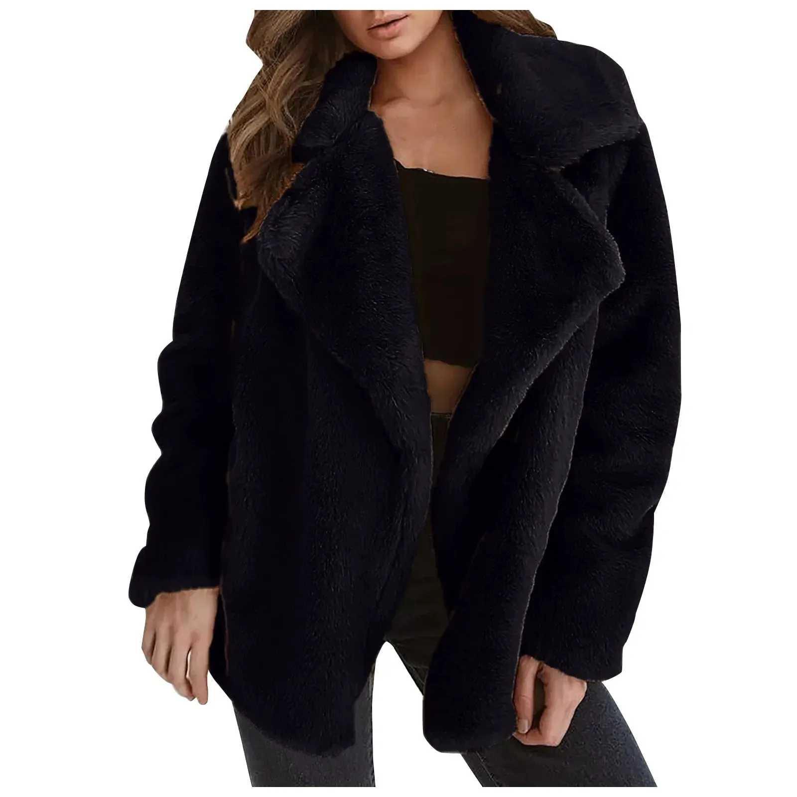 Fur Jackets Turn Down Collar Outwear Casual Female Pink Black Light Brown Coat