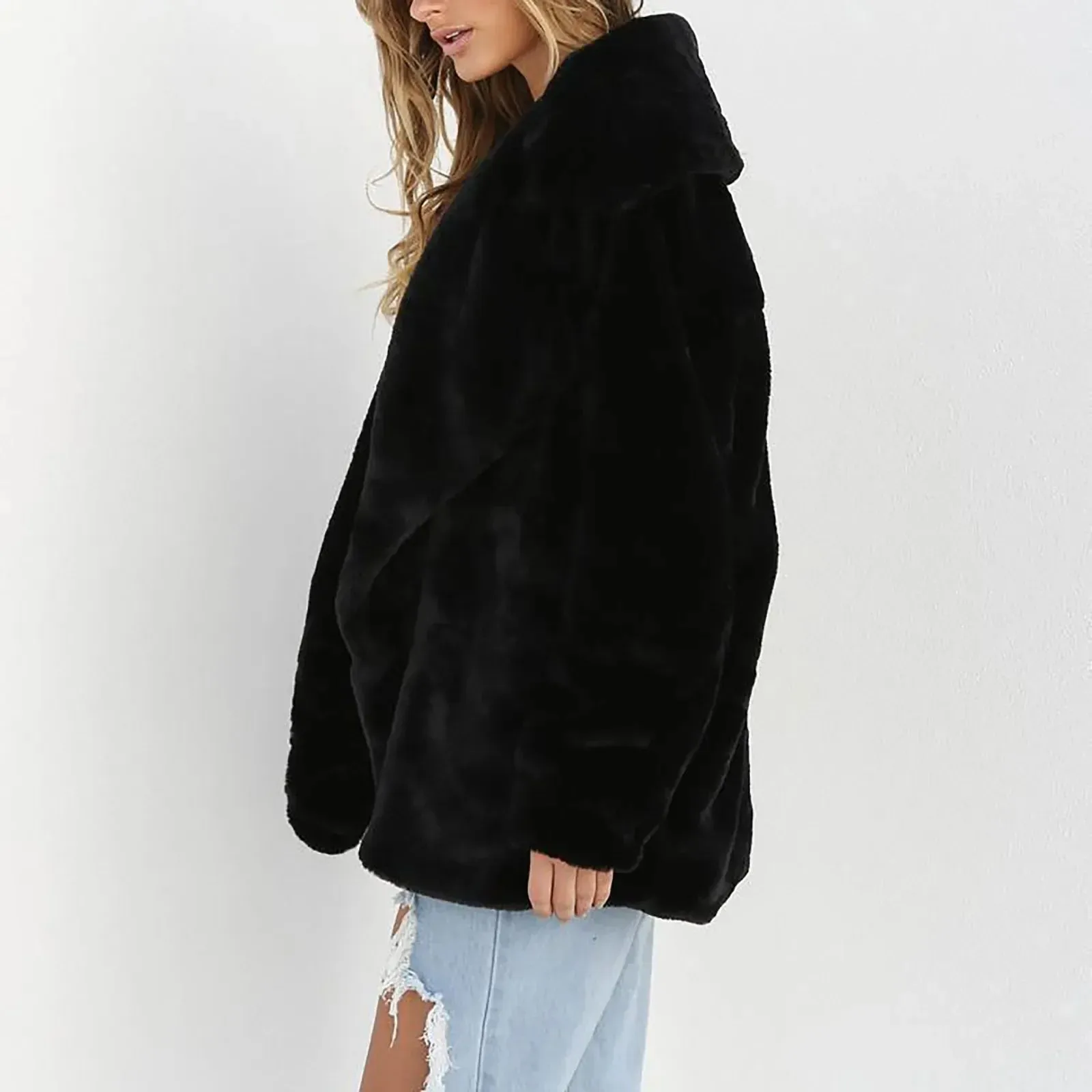 Fur Jackets Turn Down Collar Outwear Casual Female Pink Black Light Brown Coat