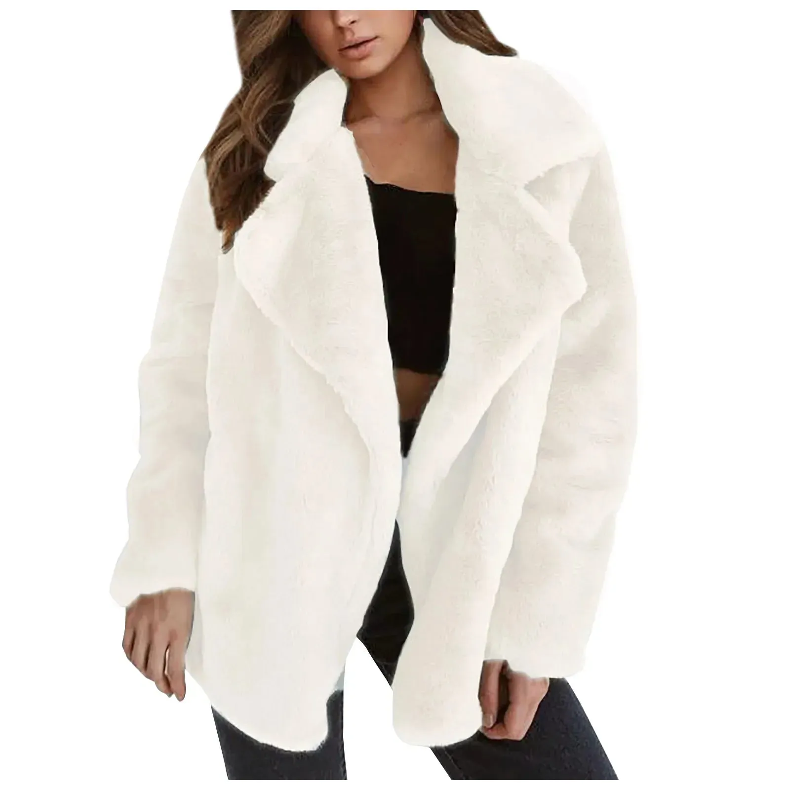 Fur Jackets Turn Down Collar Outwear Casual Female Pink Black Light Brown Coat