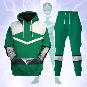 Gearhomie Power Rangers Time Force (2001) Green Hoodies Sweatshirt T-shirt Hawaiian Tracksuit