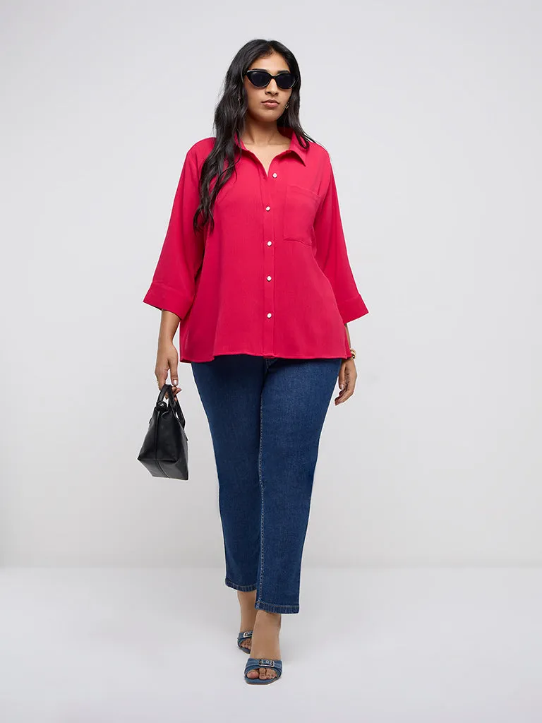 Gia Pink Self-Textured Shirt