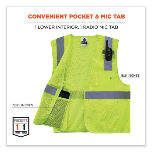 Glowear 8210hl-s Single Size Class 2 Economy Mesh Vest, Polyester, Large, Lime, Ships In 1-3 Business Days