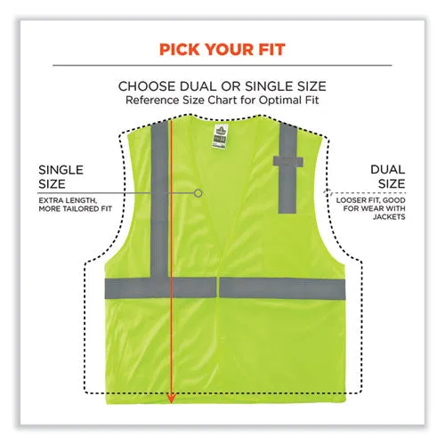 Glowear 8210hl-s Single Size Class 2 Economy Mesh Vest, Polyester, Medium, Lime, Ships In 1-3 Business Days