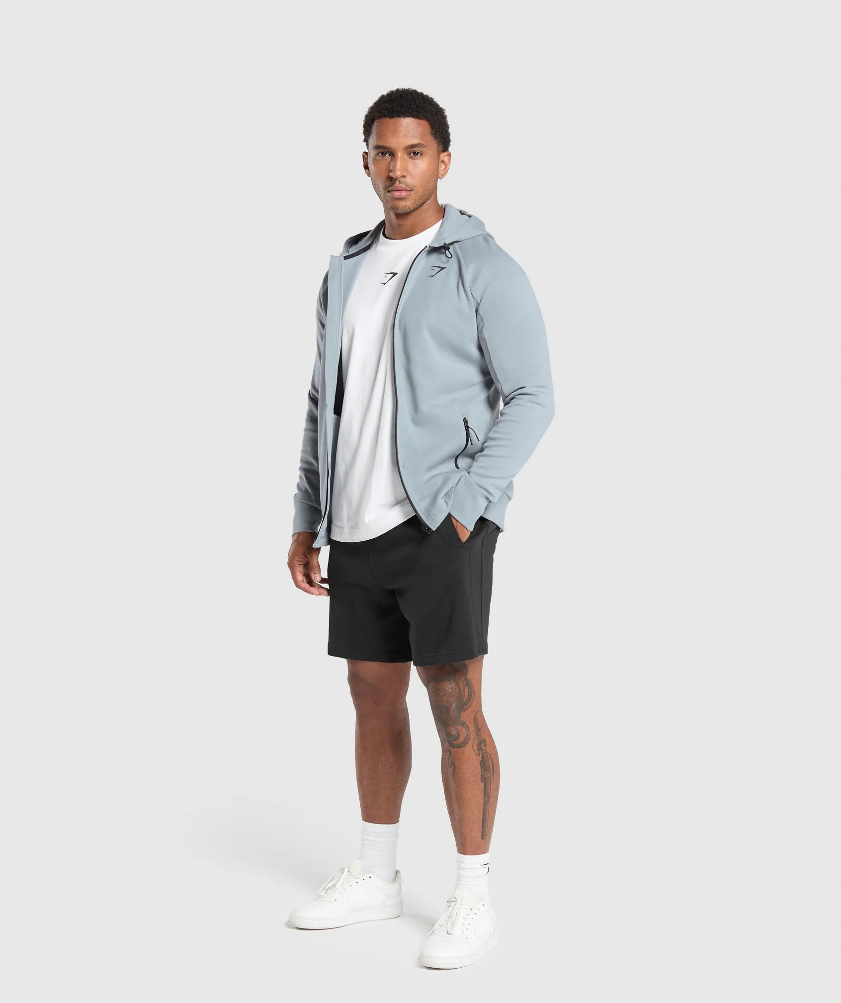 Gymshark Tech Knit Zip Up Hoodie - Denim Grey