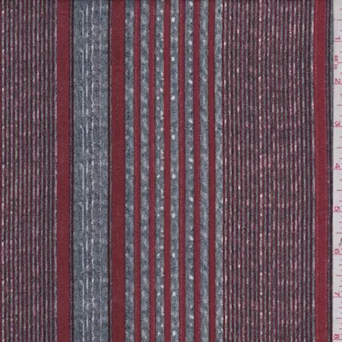 Heather Navy/Garnet Stripe Shirting Fabric