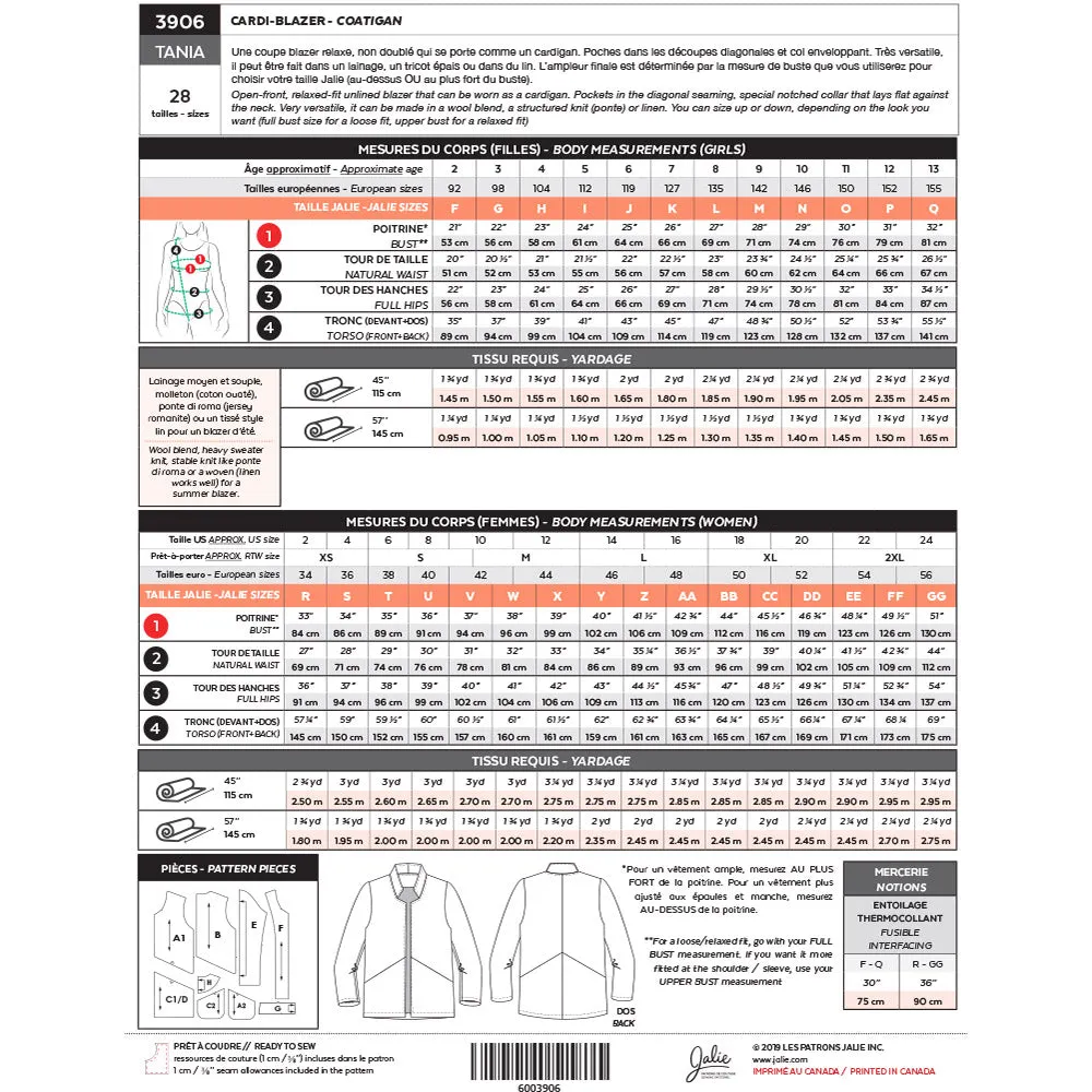 Jalie Pattern 3906 - TANIA Coatigan