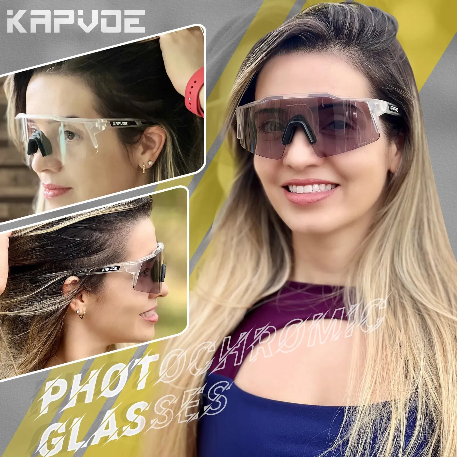 KAPVOE Men MTB Cycling Glasse Photochromic Cycling Sunglasses Women Road Bike Glasses UV400 Outdoor Driving Bicycle Sunglasses