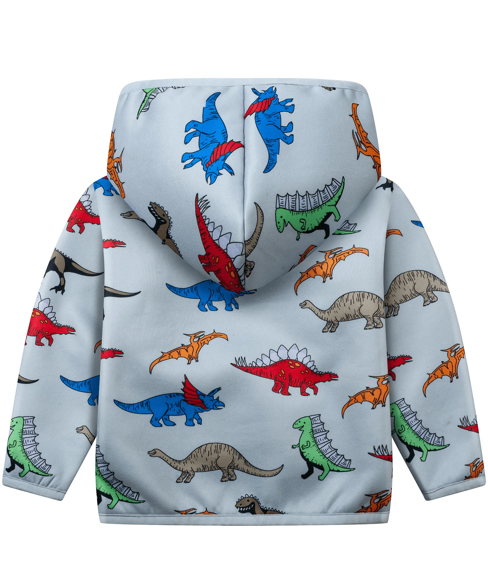 Kid's Zip-Up Dinosaur Printed Fleece Hoodie-ZPK004388